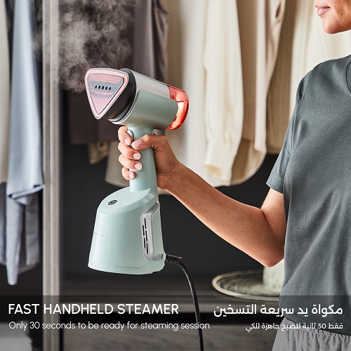 مكواة بخار يدوية تيفال إيرو ستيم، 1400 واط، 20 جم/دقيقة، خزان مياه 100 مل، تقنية أوبتي فلو، لون أبيض - DT9814F0 مكواة بخار يدوية تيفال إيرو ستيم، 1400 واط، 20 جم/دقيقة، خزان مياه 100 مل، تقنية أوبتي فلو، لون أبيض - DT9814F0
